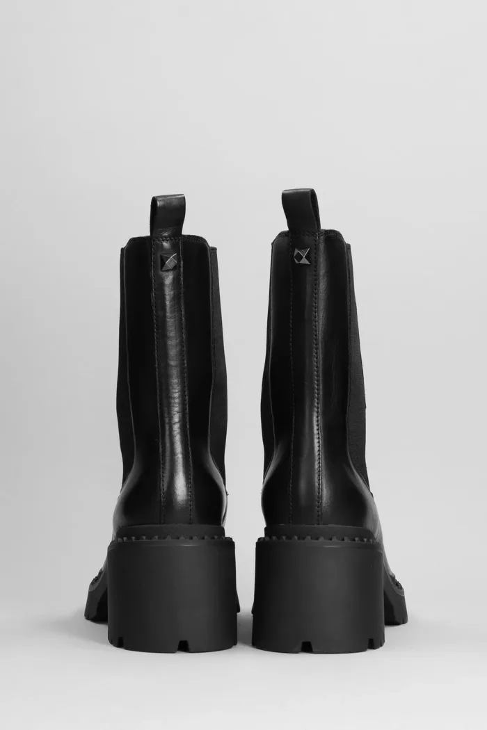 Stivaletto Beatles Ash in Pelle Nera Con Tacco 7,5 cm Art  Nico Stud, foto 3 di 4