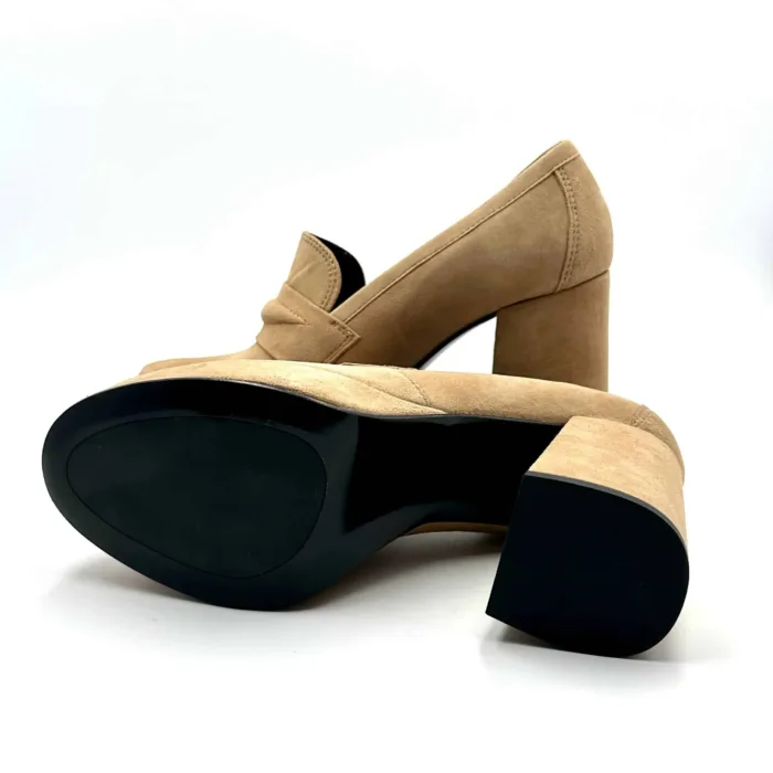 Mocassino Bruno Premi in Camoscio Beige con tacco 10 cm e plateau 3cm art. BG2101X, foto 5 di 5