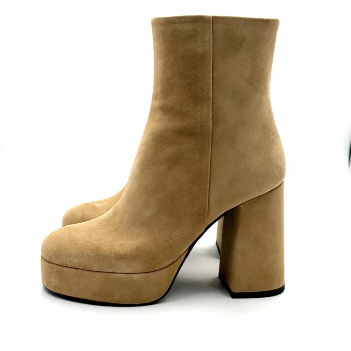 Tronchetto Bruno Premi in Camoscio Beige con tacco 10 cm e plateau 3cm art. BG2201X, foto 4 di 6