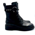 Stivaletto Biker Ash in Pelle Nera Con Tacco 4 cm Dettaglio Borchie Art Floyd - immagine 2