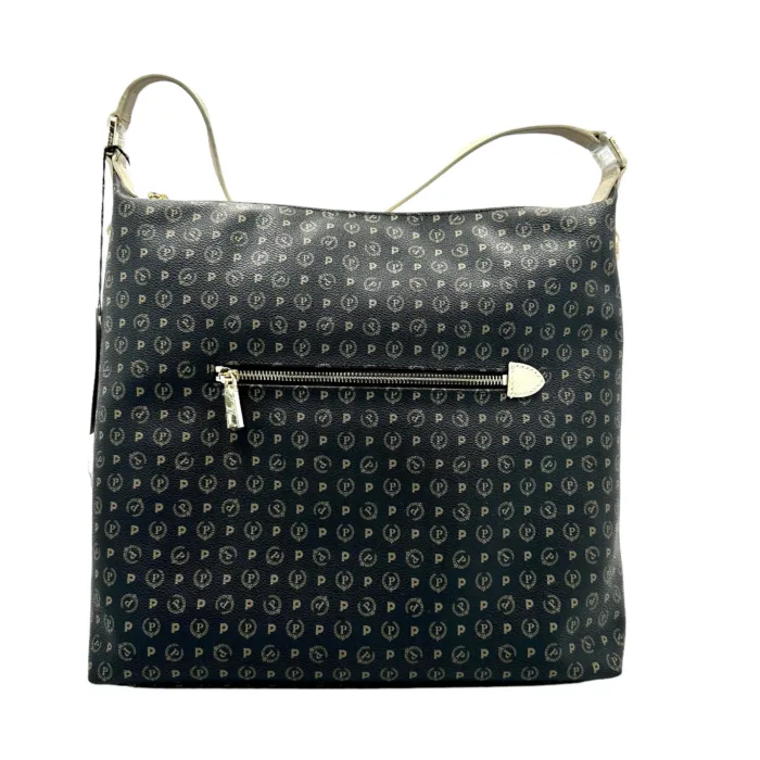 Borsa Pollini Stampa Heritage Nera con dettagli Avorio e cerniera frontale cod. SC8439PP08Q1100C, foto 3 di 4