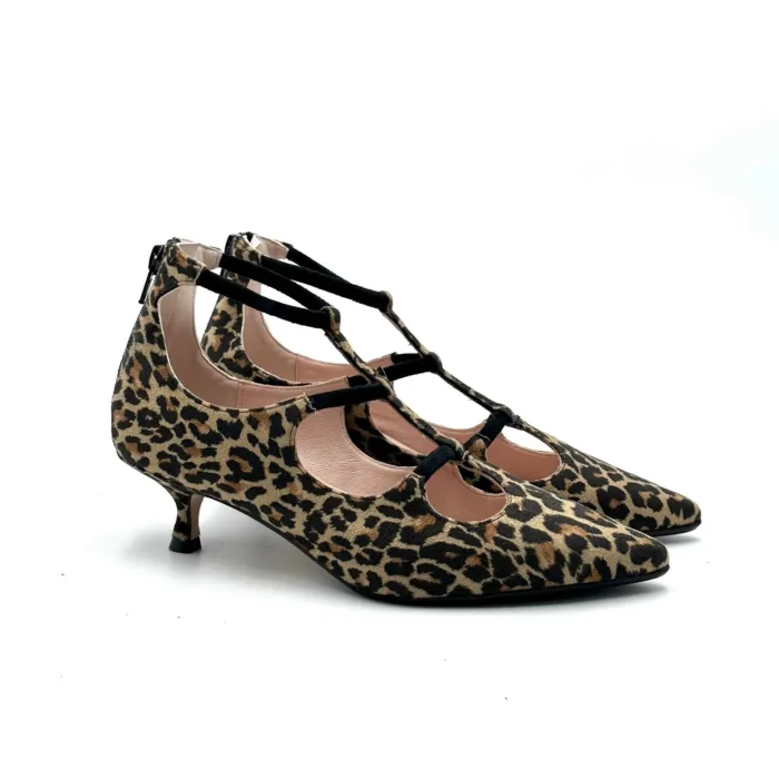 Decolletè Donna Anna F in camoscio Maculato con elestico e tacco 5cm art. 1376, foto 2 di 4