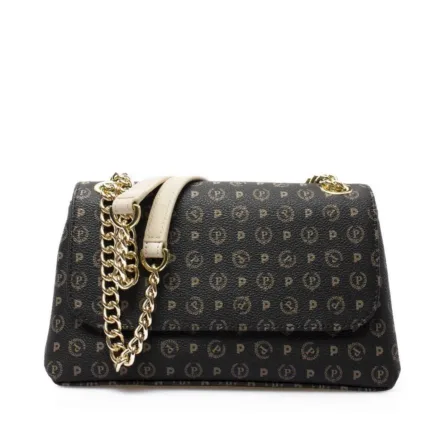 Borsa a spalla Pollini Heritage Nero con dettagli Avorio TE8474PP0EQ1100C