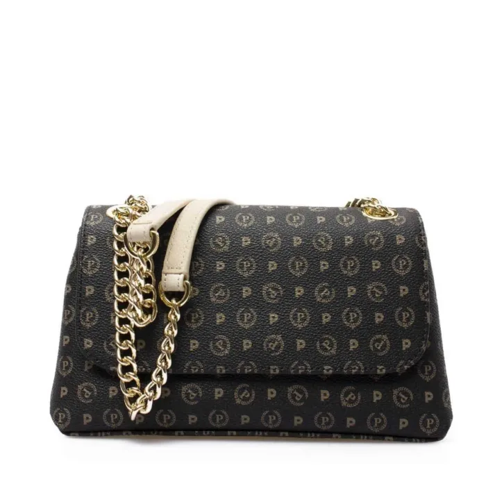 Borsa a spalla Pollini Heritage Nero con dettagli Avorio TE8474PP0EQ1100C, foto 1 di 3