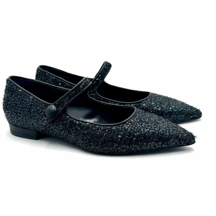 Ballerine Mary Jane Illogica in tessuro Glitterato Zaffiro art. 2029, foto 2 di 5