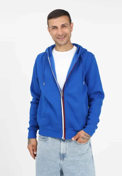 Felpa Uomo con Cappuccio Tommy Hilfiger Blu elettrico con zip art. MW0MW331507 C66