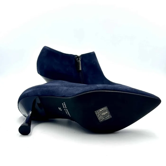 Tronchetti Illogica in Camoscio Blu con cerniera, Fondo in Gomma Antiscivolo e Tacco rocchetto 8 cm art. 070, foto 6 di 6