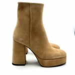 Tronchetto Bruno Premi in Camoscio Beige con tacco 10 cm e plateau 3cm art. BG2201X