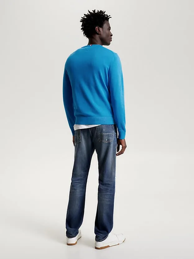 Maglione Girocollo Uomo Cotton Cashmere Tommy Hilfiger Azzurro art. MW0MW28046 CZU, foto 3 di 3
