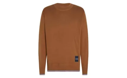 Maglione Girocollo Uomo Cotone Seta Tommy Hilfiger Beige Khaki art. MW0MW32037 GWJ