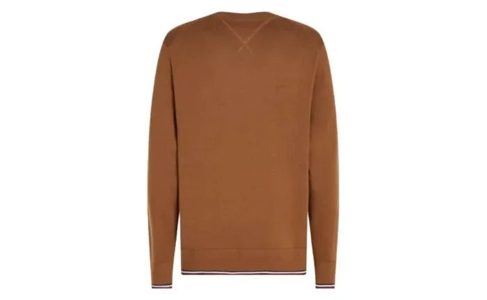 Maglione Girocollo Uomo Cotone Seta Tommy Hilfiger Beige Khaki art. MW0MW32037 GWJ, foto 4 di 4