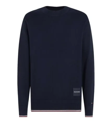 Maglione Girocollo Uomo Cotone Seta Tommy Hilfiger Blu art. MW0MW32037 DW5