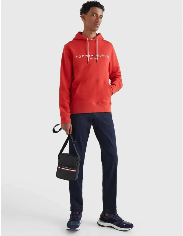 Felpa Uomo In Pile con Cappuccio Tommy Hilfiger Rosso art. MW0MW11599 SNE, foto 2 di 3