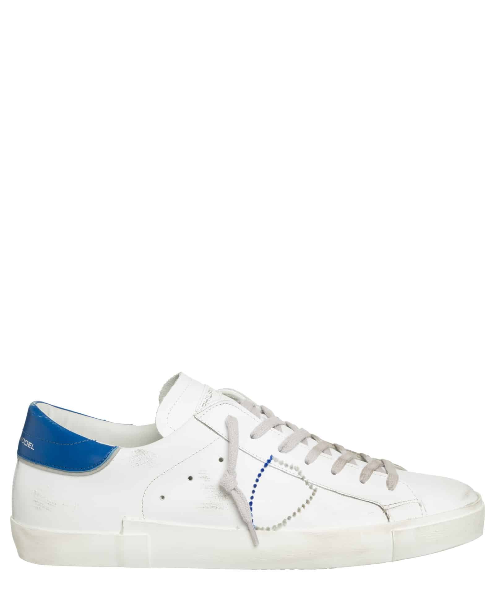 Sneakers Uomo Philippe Model Paris Prsx In Pelle Bianca Back Blu Denim ...