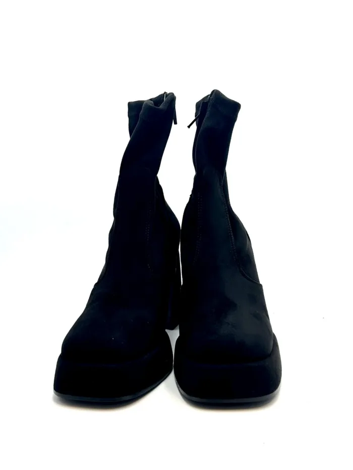 Tronchetto Lorenzo Mari in Camoscio Nero Tacco Grosso H 10 cm Plateau 3 cm Art Giorgia 02, foto 3 di 4