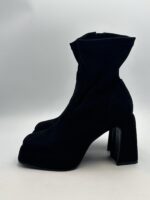 Tronchetto Lorenzo Mari in Camoscio Nero Tacco Grosso H 10 cm Plateau 3 cm Art Giorgia 02 - immagine 4