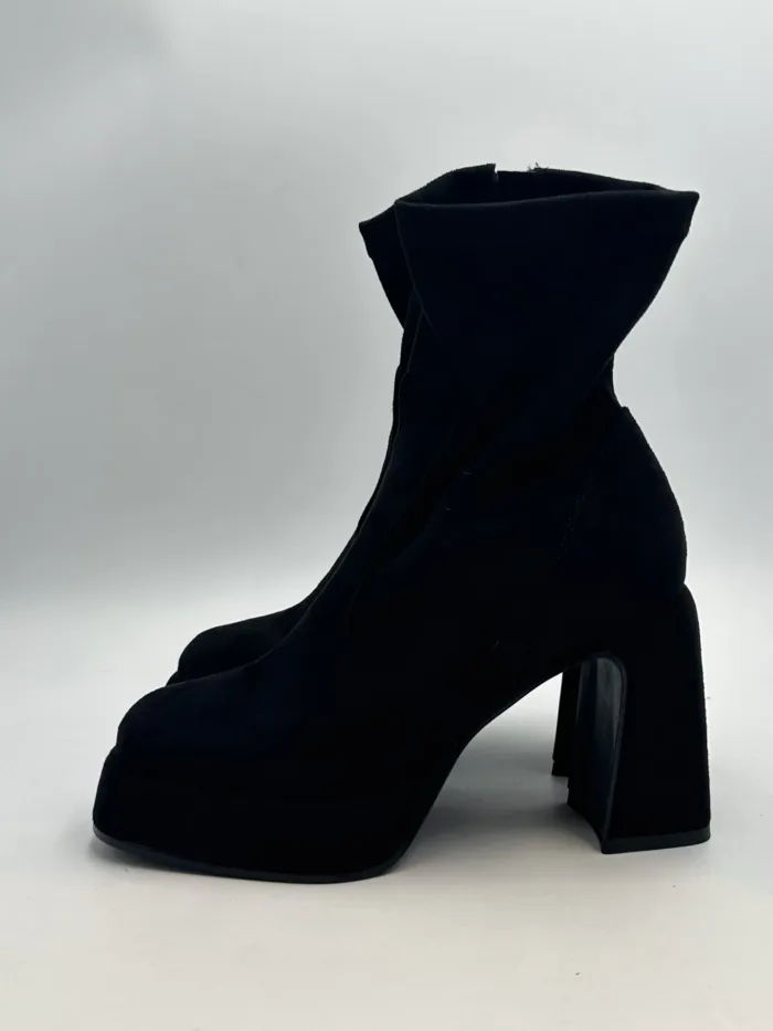 Tronchetto Lorenzo Mari in Camoscio Nero Tacco Grosso H 10 cm Plateau 3 cm Art Giorgia 02, foto 4 di 4