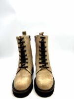 Stivaletti Allacciati Lorbac in Camoscio Beige con Cerniera laterale, Fondo Gomma Antiscivolo e Tacco 4,5 cm art. 9016 - immagine 2