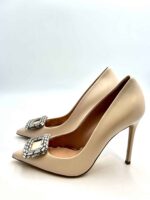 Decolletè Ninalilou in Nappa Beige con Fibbia Gioiello art. 332522CP AVRIL105 Tacco 10cm - immagine 3
