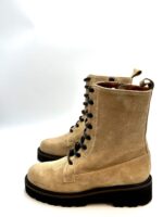 Stivaletti Allacciati Lorbac in Camoscio Beige con Cerniera laterale, Fondo Gomma Antiscivolo e Tacco 4,5 cm art. 9016 - immagine 3