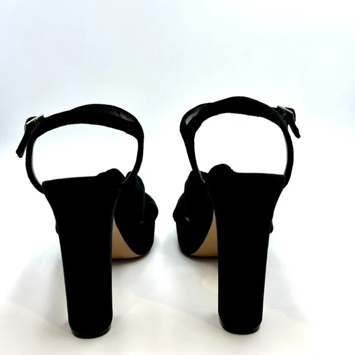 Sandalo Claire Guglielmo Rotta In velluto Nero Tacco 12 cm Plateau 3cm, foto 4 di 5