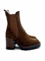 Stivaletto Lorenzo Mari in Camoscio Cuoio Tacco Grosso H 9 cm Art Alice 01