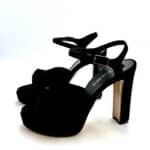 Sandalo Claire Guglielmo Rotta In velluto Nero Tacco 12 cm Plateau 3cm - immagine 3