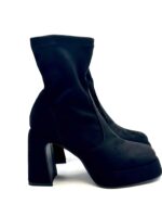 Tronchetto Lorenzo Mari in Camoscio Nero Tacco Grosso H 10 cm Plateau 3 cm Art Giorgia 02