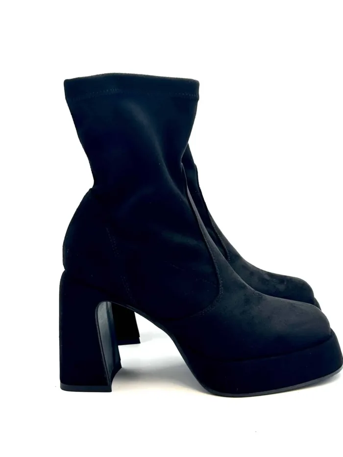 Tronchetto Lorenzo Mari in Camoscio Nero Tacco Grosso H 10 cm Plateau 3 cm Art Giorgia 02, foto 1 di 4