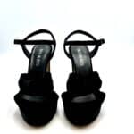 Sandalo Claire Guglielmo Rotta In velluto Nero Tacco 12 cm Plateau 3cm - immagine 2