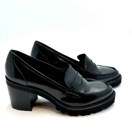 Mocassino in Vernice Nera Luca Grossi Con Tacco 7,5 cm Plateau 2 cm Art D424M