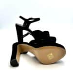 Sandalo Claire Guglielmo Rotta In velluto Nero Tacco 12 cm Plateau 3cm - immagine 5
