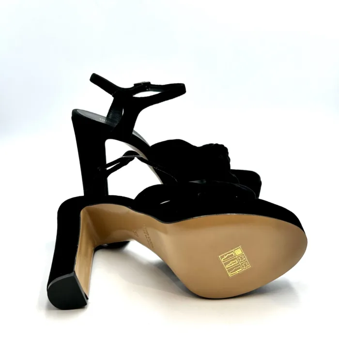 Sandalo Claire Guglielmo Rotta In velluto Nero Tacco 12 cm Plateau 3cm, foto 5 di 5