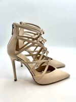 Decolletè Ninalilou con Fibiette Sulla Monta In Pelle Beige Tacco 11cm Art 332537A1