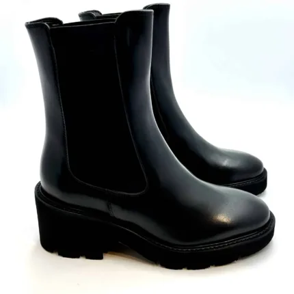 Tronchetto in Pelle Nera Luca Grossi Con Tacco 6 cm Art H616T