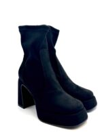 Tronchetto Lorenzo Mari in Camoscio Nero Tacco Grosso H 10 cm Plateau 3 cm Art Giorgia 02 - immagine 2