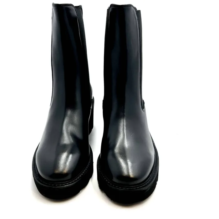 Tronchetto in Pelle Nera Luca Grossi Con Tacco 6 cm Art H616T, foto 5 di 5