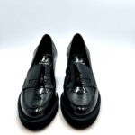 Mocassino in Vernice Nera Luca Grossi Con Tacco 7,5 cm Plateau 2 cm Art D424M - immagine 5