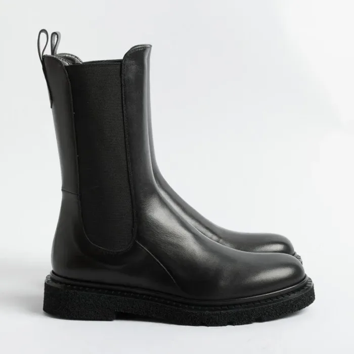 Stivaletto Beatles Guglielmo Rotta Keith In Pelle Nera con Fondo Ultralight, foto 1 di 5