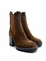 Stivaletto Lorenzo Mari in Camoscio Cuoio Tacco Grosso H 9 cm Art Alice 01 - immagine 2