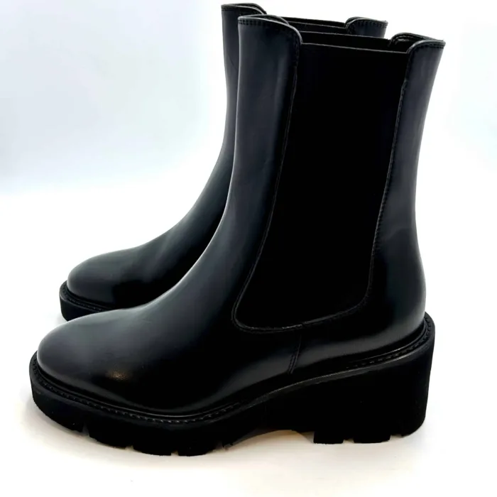 Tronchetto in Pelle Nera Luca Grossi Con Tacco 6 cm Art H616T, foto 4 di 5