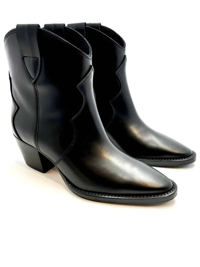 Stivaletto Camperos Anna f in Pelle Nera con Fondo Antiscivolo art. 9659 Tacco 5 cm, foto 2 di 6
