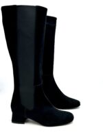 Stivale Lorbac in Camoscio Nero con Elastico e Cerniera laterale, Fondo Gomma Antiscivolo e Tacco 4,5 cm art. 9034