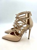 Decolletè Ninalilou con Fibiette Sulla Monta In Pelle Beige Tacco 11cm Art 332537A1 - immagine 3