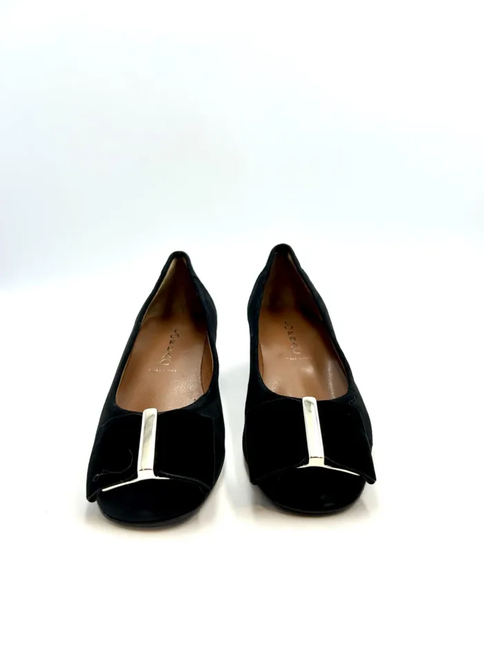 Ballerina Lorbac in Camoscio Nero, Fondo Antiscivolo e Tacco 4,5 cm art. 8244, foto 2 di 5