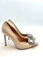 Decolletè Ninalilou in Nappa Beige con Fibbia Gioiello art. 332522CP AVRIL105 Tacco 10cm