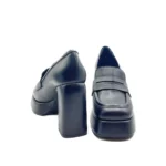 Mocassino Lorenzo Mari in Pelle Nera Tacco H 10 cm Plateau 3 cm Art Giorgia 04 - immagine 2