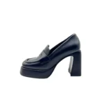 Mocassino Lorenzo Mari in Pelle Nera Tacco H 10 cm Plateau 3 cm Art Giorgia 04