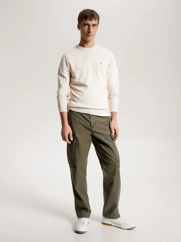 Maglione Girocollo Uomo Cotton Cashmere Tommy Hilfiger color Panna art. MW0MW28046 ABH, foto 2 di 3