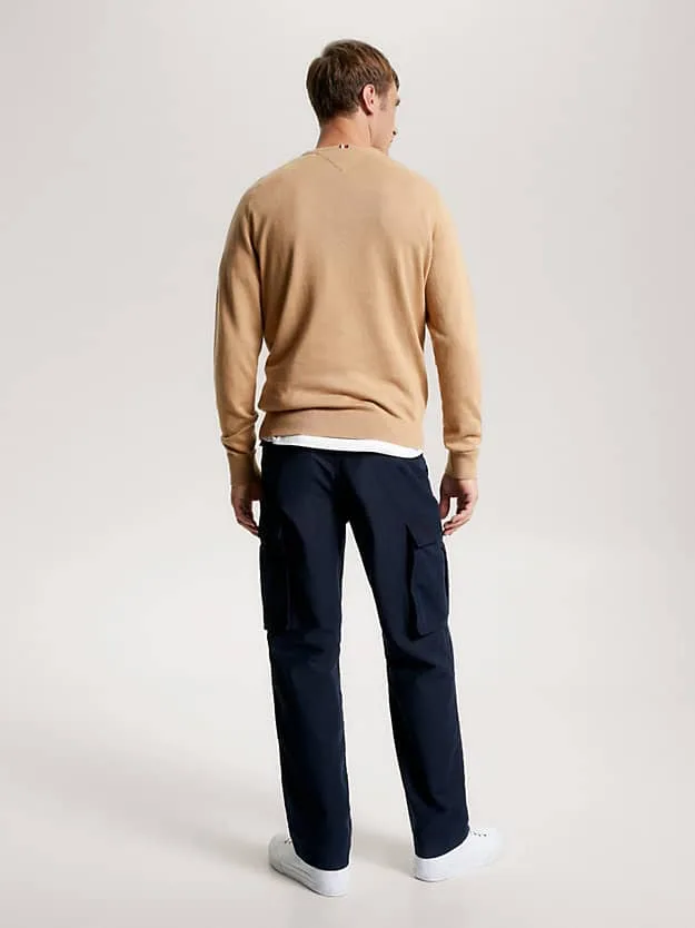 Maglione Girocollo Uomo Cotton Cashmere Tommy Hilfiger Beige art. MW0MW28046 GW8, foto 2 di 2